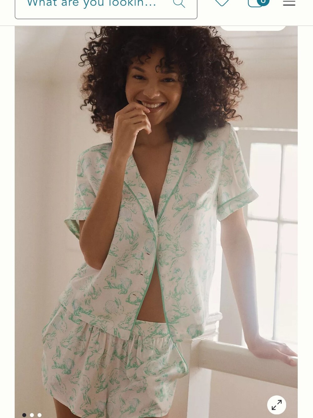 Anthropologie Lyrebird Light Green Bunny Print Short Pajama Set EUC